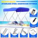 3 Bow Bimini Tops for Boats with Heavy Duty 304 Stainless Steel Frame & Hardware, 600D Oxford Boat Canopy Includes 2 Straps & 2 Rear Support Poles, Storage Boot, Durability & Stability