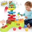 3-in-1 Toddler Montessori Toys for 1 Year Old, Hammer Pound Balls Toys & Shoot Balls with Scoring Game & Ball Drop Toys, Learning Early Developmental Toys for Kids Girls Boys Birthday Gift Ages 1 2 3