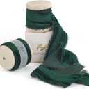 HUIHUANG Dark Green Velvet Ribbon 1 inch Frayed Velvet Ribbon Hunter Green Crinkled Silk Velvet Ribbons for Gift Wrapping, Floral Bouquet, Ornaments Crafts, Christmas Tree Decoration, Wreaths