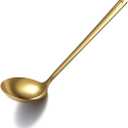 Gold Ladle, Berglander Stainless Steel Kitchen Ladle With Titainium Gold Plating, Soup Ladle, Cooking Ladle, Metal Soup Spoon For Cooking, Dishwasher Safe, Easy to Clean