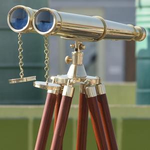 Vintage Solid Brass Floor-Standing Binoculars with Tripod – Nautical Telescope for Adults | Bird Watching, Marine Decor, Hiking, Outdoor