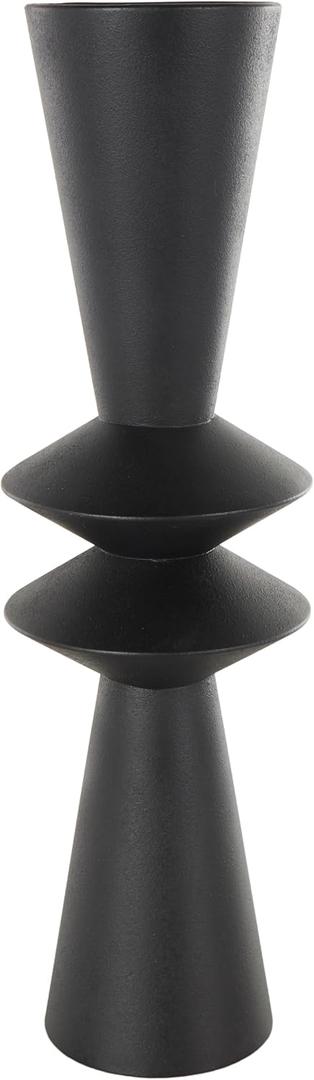 Deco 79 Metal Decorative Vase Art Deco Fluted Centerpiece Vase, Flower Vase for Home Decoration 8" x 8" x 26", Black