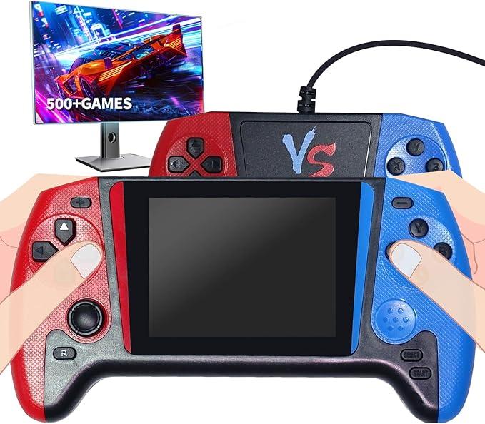 Handheld Game Console, Portable Video Game Console with 500 Retro Games, 3.5" HD Screen, Rechargeable Battery, Support 2 Players and Hook Up to TV, Christmas Birthday Gift for Adults Kids 412