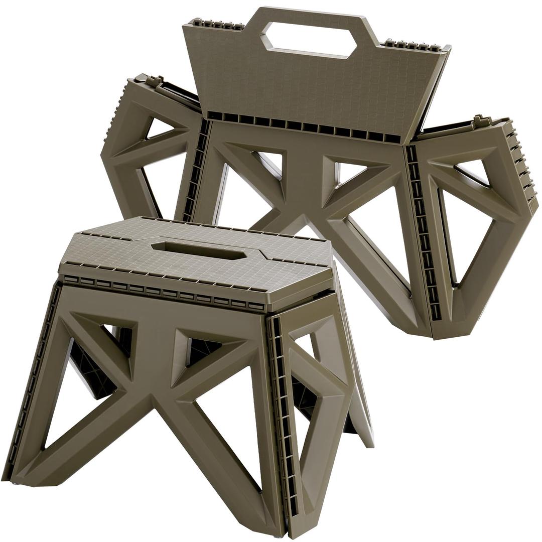 X-Haoware 9.2" Collapsible Step Stool in Green - Non-Slip, Lightweight & Portable Footstool for Home, Office & Camping | Easy Storage, Compact Design, 1 Piece