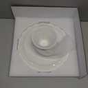 White Cake Stand, 10 Inch Cake Stands for Tea Party, Round Dessert Stand for 8 Inch Cake, Small Cake Plate Cupcake Stand for Dessert Table Display, Ruffle Trim