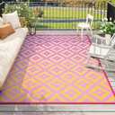 Anidaroel Ombre Outdoor Rugs 8x10 for Patios Clearance, Waterproof Camping Rugs for Outside RV, Reversible Plastic Straw Mat, Large Outdoor Area Rug for Deck, Backyard, Picnic (Orange&Pink, 8x10')