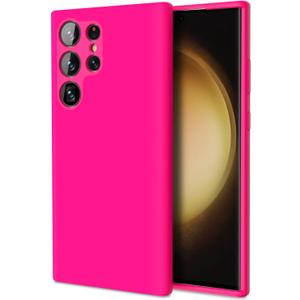 ZUSLAB Silicone Case Compatible with Galaxy S23 Ultra 6.8'' 2023, TPU Rubber Gel Cover Support Wireless Charging, Anti-Scratch Shockproof TPU Slim Fit Bumper for Galaxy S23 Ultra Case, Hot Pink