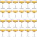 24 Pcs Plastic Champagne Glasses 7 oz Champagne Tower Ribbed Martini Glasses Disposable Wine Cups Stackable Stemmed Cups for Wedding Birthday Party Bar (Clear)