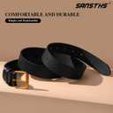 SANSTHS Belts for Women for Jeans Coats Dresses, Leather Belt Women with Classic Bronze Buckle (Black)