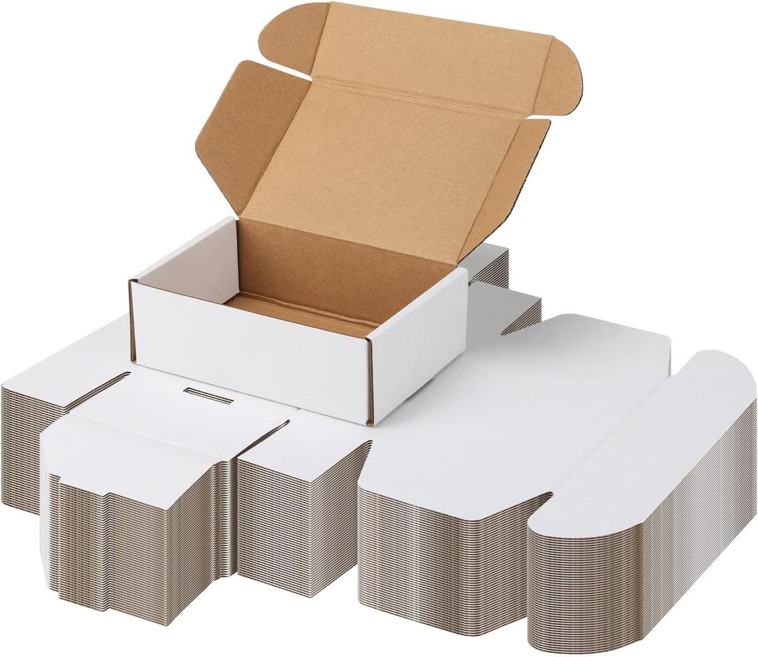 PHAREGE 8x6x2 Inch Shipping Boxes 25 Pack White, Tab Lock Tuck Top Mailer Boxes for Packaging Small Business, Cardboard Gift Boxes for Wrapping Mailing Present