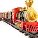 TEMI Train Set for Kids Toddlers 3-5, Train with Steam Engine, Cargo Car and Long Track, Rechargeable Battery Play Red Train Toys with Smoke, Light & Sounds, Gift for Boys & Girls 4-7 Years (Red-medium Size)