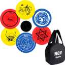 NQV Disc Golf Set,Disc Golf Starter Set-6 Pack Driver, Mid-Range and Putter Discs with Disc Golf Bag for Outdoor and Backyard(Black Bag), Medium