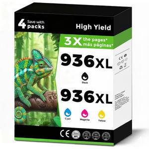 936XL (936e) Ink Cartridges Combo Pack Replacement for HP 936 e XL for OfficeJet 9122e Pro 9125e 9130e 9135e 9120b 9120e 9128 9128e 9110b 9110e 9130 9130b 9135 for HP936 Black Cyan Magenta Yellow