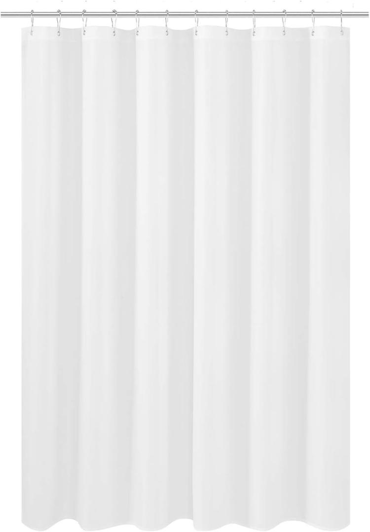 N&Y HOME Fabric Shower Curtain Liner Shorter Size 68 inches Height, Hotel Quality, Washable, White Bathroom Curtains with Grommets, 70x68