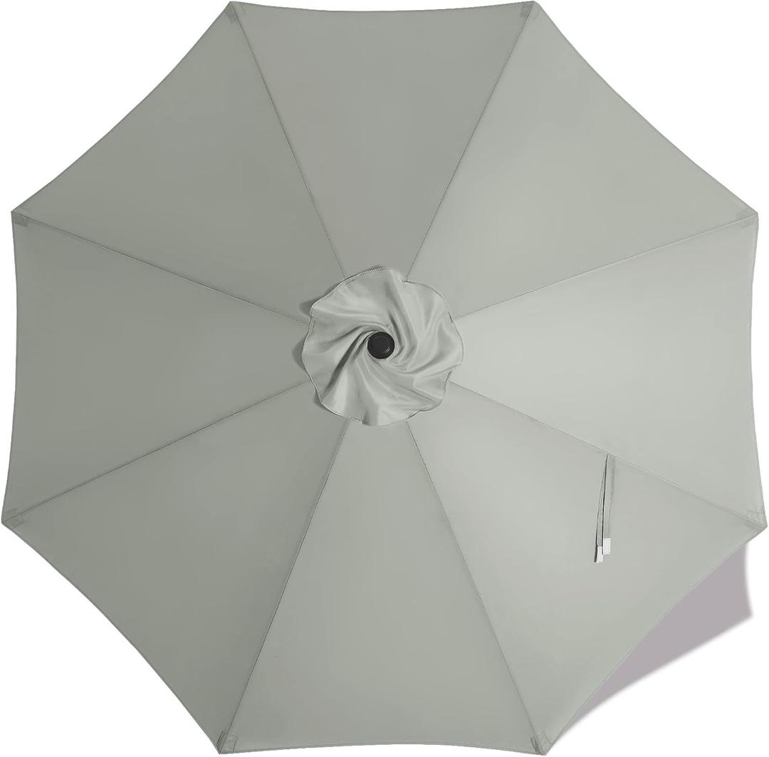 MASTERCANOPY Patio Umbrella 9 ft Replacement Canopy for 8 Ribs-Grey Canopy Only