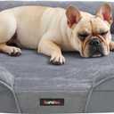 Feandrea Dog Bed, Medium Orthopaedic Dog Sofa Bed, 30 x 20 x 7 Inches, Egg Crate Foam, Waterproof Liner, Raised Edges, Removable and Machine Washable Cover, Non-Slip, Light Gray UPGW281G01