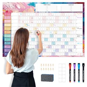 EYROZILL 2026-2027 Full Year Wall Calendar 48"x32", Large Folded Calendar for School Office Business Family (Feb 2026 - Dec 2027)