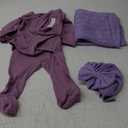 AQOKKA Newborn Receiving Blanket with Bow Hat Mittens Wooden Card Set Wheat-Pattern Newborns Toddler Baby Boy Girl Nursery Swaddle Wrap 3_6 Month