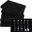 6 Pcs Velvet 7 Slots Ring Earrings Showcase Trays Velvet Ring Display Tray