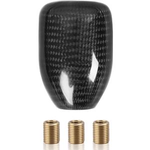 muge racing Universal Carbon Fiber Shift Knob Automatic/Manual Gear Shift Knob for Most Vehicles with 3 Adapters