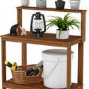 Furinno FG17478 Tioman Outdoor Patio Furniture Hardwood Potting Bench, Natural, 3 Tier