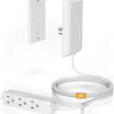 Flat Plug Extension Cord - 3 Outlets Power Strip with Detachable Ultra-Thin Outlet Cover, 6FT Cord, Universal Size, 13A 125V 1625W, ETL Listed, White - Ideal for Home, Office, Living Room (6FT)