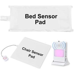 Bed Alarm for Elderly Adults & Chair Alarm Set with Sensor Pad - Fall Prevention Alert System for Seniors, Dementia Patients, Alzheimer Care - Adjustable Volume Caregiver Monitor