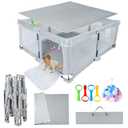 Foldable Baby Playpen 50"x50"，Playpen for Babies and Toddlers with Mat，Foldable playpen with Door，Indoor and Outdoor Baby Fence Play Area (Light Gray, Foldable 50"x50" with Mat)