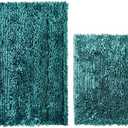 Bathroom Rug Bath Mat Dark Teal Set of 2 Piece Non Slip Super Absorbent Water Bath Rugs,Ultra Soft Super Cozy Velvet Chenille Bath Mats for Bathroom Floor,Tub,Shower,20x32+16x24 Inch