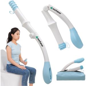 Wefaner Foldable Toilet Aid, 15.6 Long Comfort Wipe Wand Bottom Buddy Toilet Self Tissue Aids for Toileting, Self Help Wipe Butt for Overweight Limited Mobility,Elderly, Pregnancy