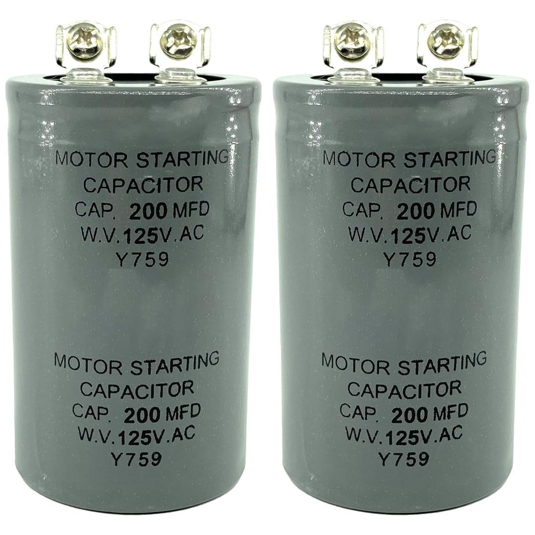 CD60 Capacitors 200uF 200MFD 125VAC 2-Pack Motor Start Capacitors for HVAC, Air Conditioning, Refrigeration and Electric Motors