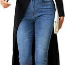 MakeMeChic Women's High Neck Long Sleeve T Shirt Asymmetrical High Low Hem Plain Tee Tops (X-Large, Black)