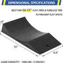GICOOL 2-Pack Tire Saver Ramp for 13-17" Tire and Wheel, Flat-Free & Tubeless Tire Protector to Prevent Flat Spots Caused by Long Storage Parking for Riding Lawn Mower Garden Tractor