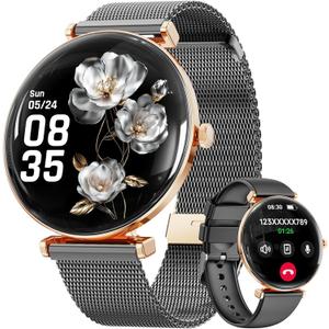 Hwagol Smart Watches for Women Android & iOS Compatible[Calls/Answer/Metal Slim] 1.43" Micro-Spherical AMOLED Screen,IP68 Waterproof Sports Watch Fitness Tracker Sleep/Heart Rate Monitor
