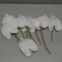 Ling's Moment White Anthurium Flowers, 8pcs Artificial Silk Filler Plants, Faux Greenery Stems for DIY Wedding Bouquets Centerpieces Arrangements Bridal Shower Party Home Decorations
