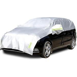 Half Car Cover All Weather Car Body Cover Sunshade Cover Snow Cover Waterproof Snowproof Universal 210D Oxford Fabric (Fit MPV/SUV Length 185'' to 195'')
