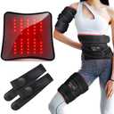 Red Light Therapy for Body Massager Belt with Vibration Massage, Cordless Infrared Light Therapy with 2 Long Wraps, Red Light Therapy Belt Wrap for Back Shoulder (Black)