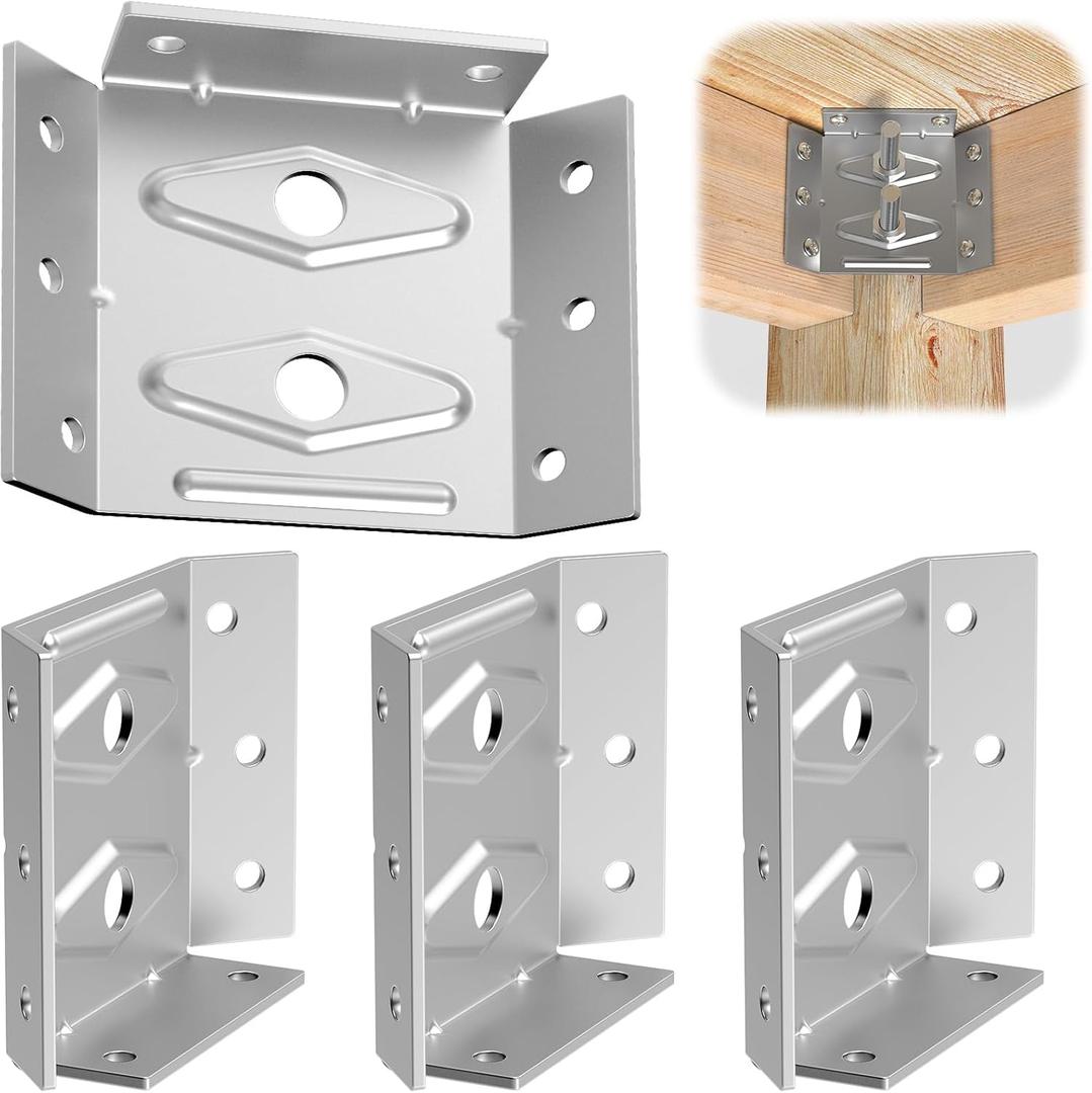 Surface Mount Corner Brackets for Desk Legs, Coffee Table, Dining Table, Bench Legs with Accessories (4 PCS)