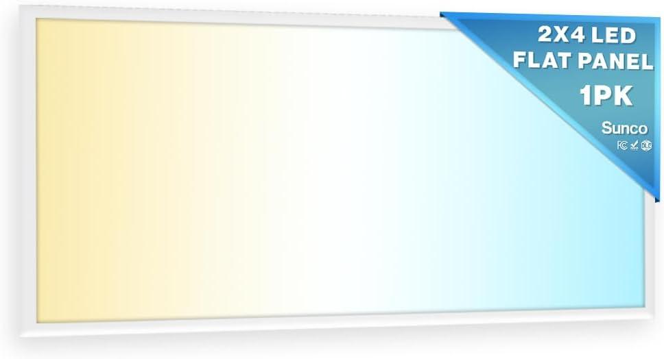 Sunco 2x4 LED Flat Panel Light Drop Ceiling Office Shop Commercial Warehouse Fixture, 6500 Lumens, Selectable Features, 30W/40W/50W, 4000K/5000K/6000K, Dimmable (0-10V), Dustproof ETL.