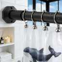 Tension Curtain Rod 45-148 In, Black Heavy Duty Outdoor Curtain Rod for Patio, Extra Long Shower Curtain Rods No Drilling for Bathroom, Adjustable Spring Tension Rod for Window, Never Rust