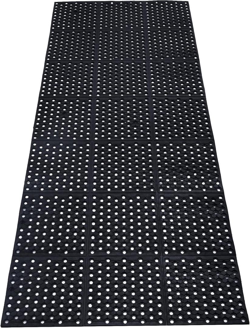 uyoyous Rubber Floor Mat with Drainage Holes 82.67"x35.43" Resistant Anti-Fatigue Commercial Floor Mats with Non-Slip Backing Heavy Duty Rubber Drainage Mat for Industrial Kitchen