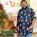 BRISIRA Big and Tall Christmas Shirts for Men Santa Hawaiian Vacation Short Sleeve Button Down Holiday Shirt Lightweight (Blue)