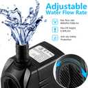 CWKJ Fountain Pump, 400GPH Submersible , Durable 25W Outdoor Water Pump with 6.5ft Power Cord, 3 Nozzles for Aquarium, Pond, Fish Tank, Water Pump Hydroponics, Backyard Fountain