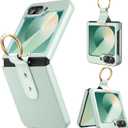 Ruky for Galaxy Z Flip 6 Ring Case, Hard PC Ultra-Thin Anti-Scratches Shockproof Slim Protective Phone Case Girls Women Covers for Samsung Galaxy Z Flip 6, Mint Green