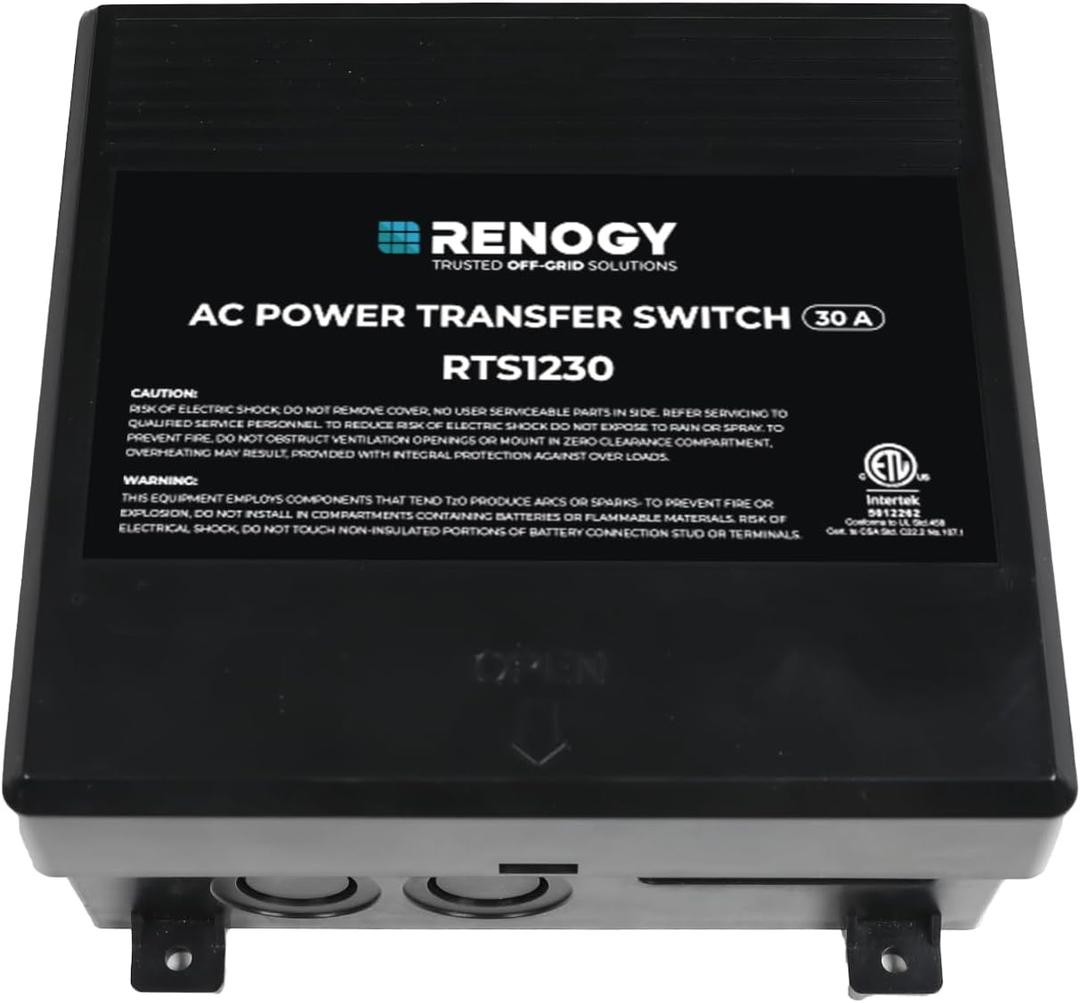 Renogy 30Amp Transfer Switch for Solar Inverters, Home Generators, Shore Power, ATS, Automatic Transfer Switch for RV, Travel Trailer, Camping Van, 120VAC