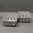 Gomakren Fruit Basket for Kitchen, Fruit Bowl with Holes, Ceramic Berry Basket Set of 2, 5.7 Inch Square Berry Containers Colander - Farmhouse Kitchen Decor, White