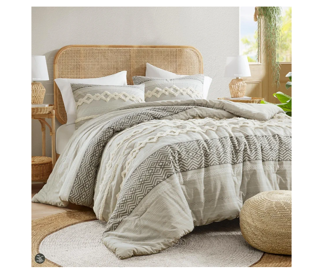 Amazon.com: Hyde Lane Asha Cotton Comforter Set Grey,King & 1000 TC Cotton Sheet Set Grey,King : Home & Kitchen