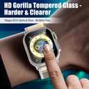 AGVEE 2 Pack Screen Cover Protector for Apple Watch Ultra 2nd 1st 49mm, 9H Tempered Glass with Titanium Aluminum Alloy Frame Bumper Case Cover, Original Touch Sensitive iWatch Film, Original