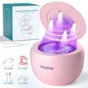 Ultrasonic Retainer Cleaner Machine, 45kHz Dental Cleaning Pod for Denture, Mouth Guard, Night Guard, Aligner, Braces, Toothbrush, 200ML Denture Cleaner with Digital Timer & 4 Modes, Pink