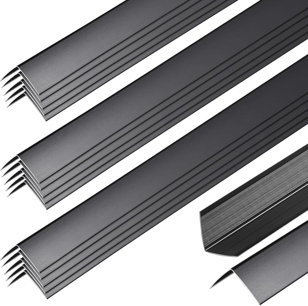 Therwen 30 Pcs Aluminum Alloy Metal Molding Corner Guards 48 x 1.2 x 1.2 Inches Wall Corner Guard Protectors with 90° Angle Door Frame Cabinet Baseboard Protector for Edge Wall Decoration(Black)
